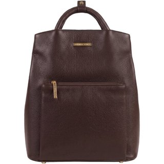 Mochila bolsa slim couro liso antifurto Lavínia - Café