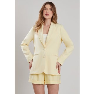 Blazer Forrado Miss Joy 8473 Alfaiataria Premium Amarelo