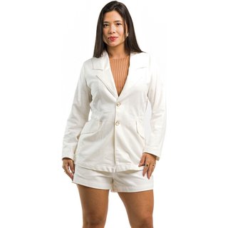 Blazer Restrito Jeans Social Alfaiataria - Branco