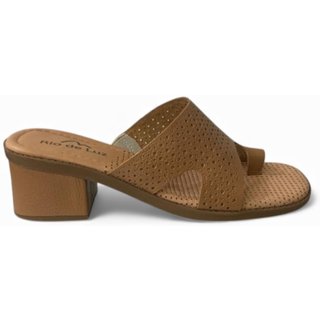 Sandália Feminina de Couro Rio de Luz Tamanco 8142 Caramelo