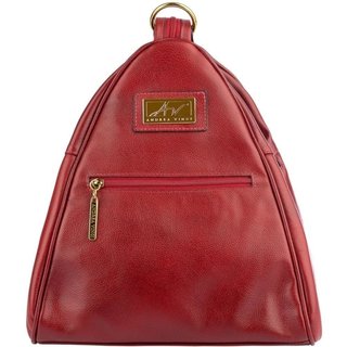 Mochila de couro liso 2 em 1 Malu - Vermelho