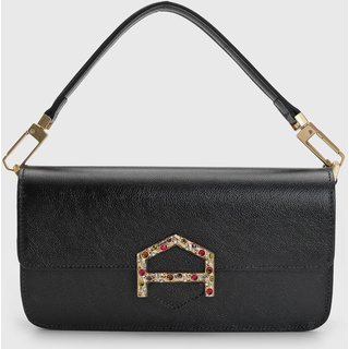 Bolsa Feminina Arezzo Média Fecho Pedrarias Preta