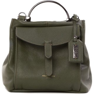 Bolsa Feminina Em Couro Alça de Mão Verde Musgo "Melinda Tedim"""