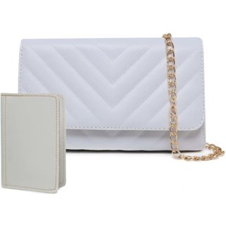 Kit Bolsa Clutch Matelasse Carteira Branca Carmelo Shoes