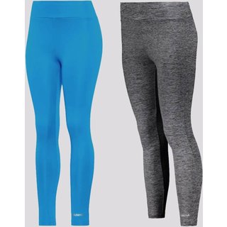 Kit 2 Calças Legging Rainha Classic UV 50+ Joy II Feminina Cinza e Azul