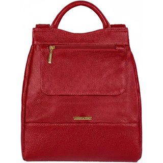 Mochila pequena antifurto couro liso Susan - Vermelho