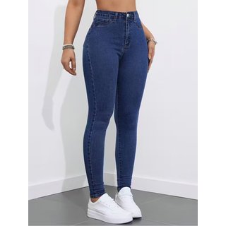 Calça Jeans Skinny Feminina Niha Jeans Estilo Gringa Casual e Confortavel Escura