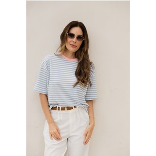 T-Shirt Listrada Lucy - Azul e Rosa