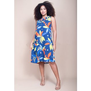 Vestido Midi Cabanafree Viscose Piaf Maré Vibrante