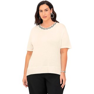 Blusa Feminina Secret Glam Plus Size Detalhe na Gola Off White
