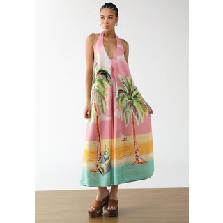 Macacão Feminino FARM Estampa Tropical Frente Única Rosa