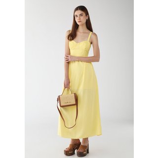Vestido Feminino Colcci Longo Alças Largas Amarelo