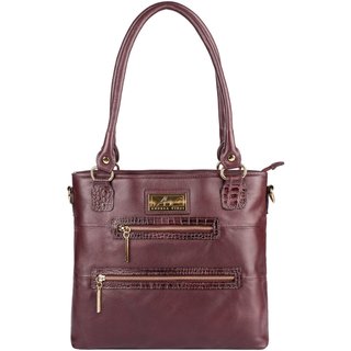 Bolsa de ombro em couro liso Alícia - Marsala