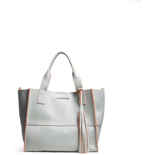 Bolsa Feminina Em Couro Alça De Mão Verde Tiffany Com Laranja "Clara Fontes"""