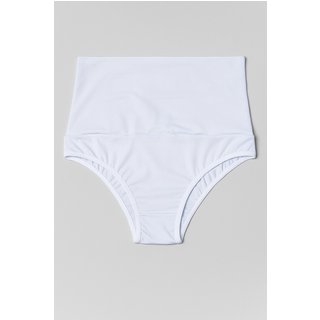Cinta Alta Suplex Compressão Cós Duplo Feminina Pós-Parto Não Enrola 15 cm Branco