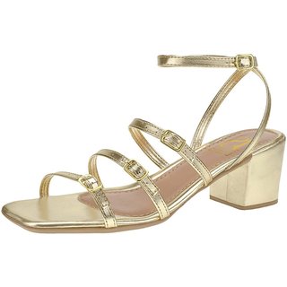 Sandália Lóris Shoes Feminina com Fivelas Ajustavel Salto Bloco 030-200 Dourado