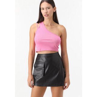 Regata Cropped Only Ombro Único Rosa
