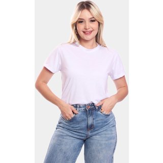 Tshirt Blusa Feminina Lisa Estampada Manga Curta Camiseta Camisa Branco