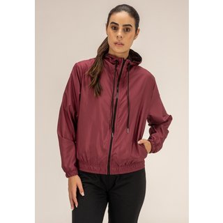Blusa Corta Vento Bordô Feminina Com Capuz Dulk