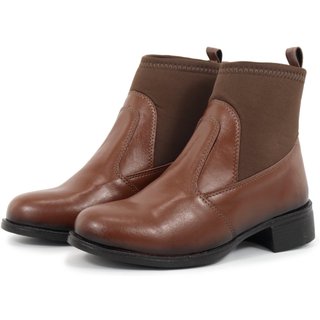 Bota Cano Curto Feminina Casual com Elastico Urbana Confortável Capuccino