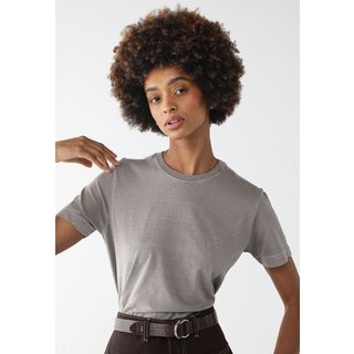 Camiseta Cropped Calvin Klein Jeans Reta Logo Cinza
