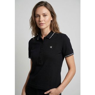 Polo Feminina Calvin Klein Jeans Piquet Duplo Preta