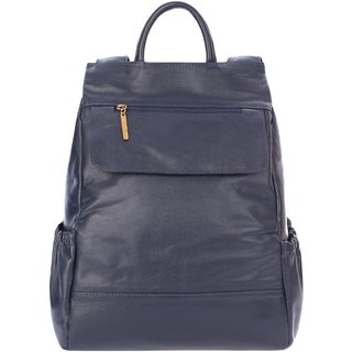 Mochila antifurto de couro liso Suelen - Azul