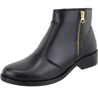 Bota Cano Baixo Basica Confortavel Macia Agnes Veronez Preta