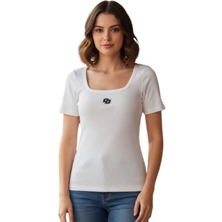Blusa Canelada Justa Com Detalhe Em Logo Colcci Off Shell