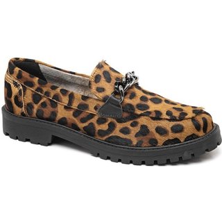 Mocassim Floré em couro 6602 - Guepardo Camel/Preto Multicolorido