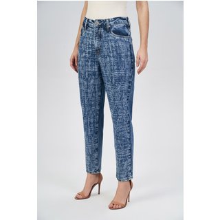 Calça Jeans Mom Marmorizada Feminina Acostamento