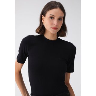 Blusa Canelada Colcci Logo Preta