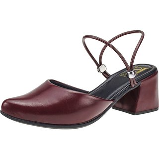 Scarpin Lóris Shoes Feminino Mule Sapato Social 2 em 1 Bico Fino de Scarpin Salto Bloco Fashion 1138 Marsala