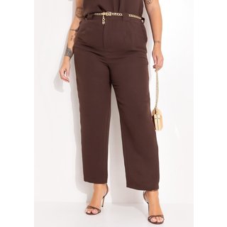 Calça Em Crepe Plano Marrom Marguerite
