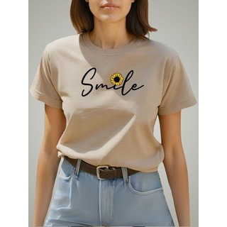 Camiseta Blusinha T-shirt Plus Size Feminina GuGi Smile Girassol Camisa Moda Caqui