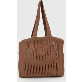 Bolsa Feminina Brizza Arezzo Crochê Vazado Marrom