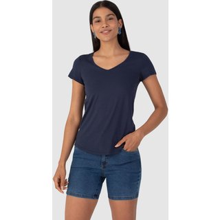 Blusa Básica Feminina Mullet Decote V Em Viscose Stretch