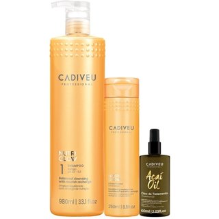 Kit Cadiveu Professional Nutri Glow Shampoo G Condicionador P e Açaí Oil 60 (3 produtos)