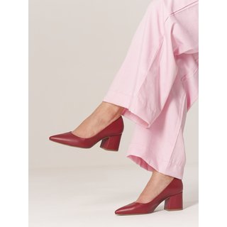 Scarpin Marsala Salto Bloco Médio Grosso Salook