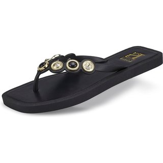 Chinelo Feminino Rasteirinha Aplique Pedraria Confortável 100-001 Preto