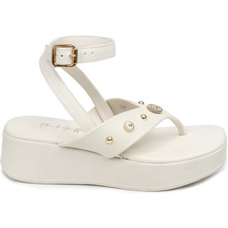 Sandália Flor de Griffe Celeste Off White