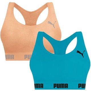 Kit 2 Tops Puma Nadador Sem Costura Feminino - Laranja - puma