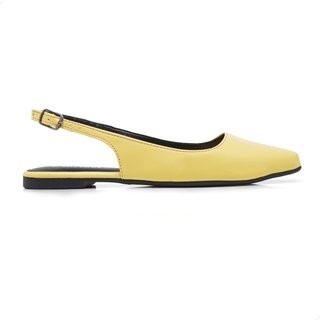 Sapatilha Slingback Feminina Amarela Jade Florim Bico Quadrado Confort Premium