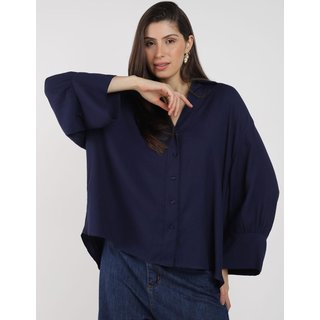 Camisa Oversized Manga Ampla Autentique Feminina MARINHO
