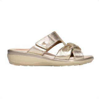 Tamanco Feminino Anabela Pegada Dourado