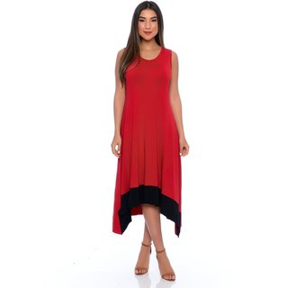 Vestido Midi com Pontas Barra Sem Mangas B’Bonnie Nani Vermelho