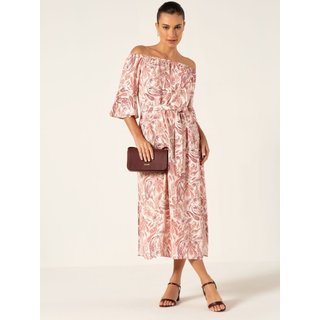 Vestido Principessa Midi de Viscose Estampada Paisley Kate
