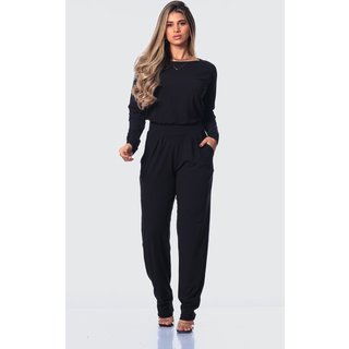 Macacão M/L Decote Canoa B'Bonnie Maitê Preto