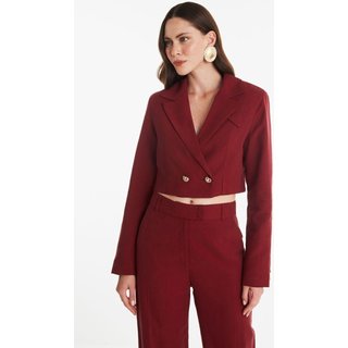 Blazer Cropped Transpassado Carlota Costa Vermelho