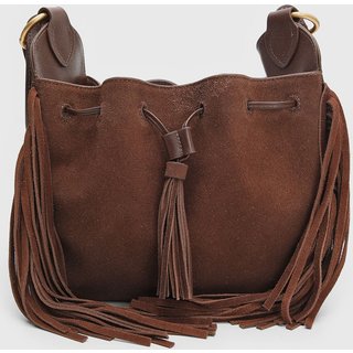 Bolsa Média Feminina Arezzo Franjas Marrom